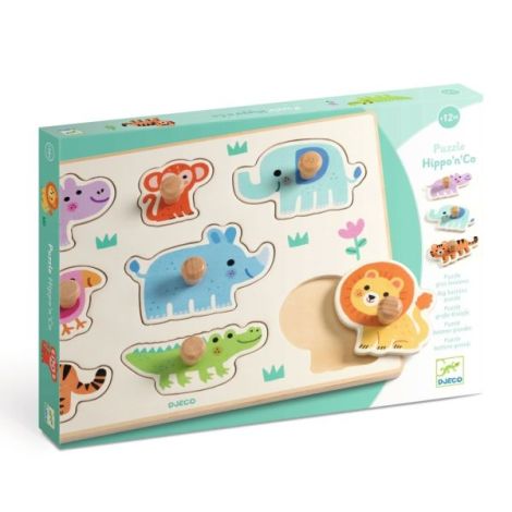 Puzzle din lemn cu animale salbatice, Djeco - poza 1