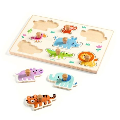 Puzzle din lemn cu animale salbatice, Djeco - poza 2
