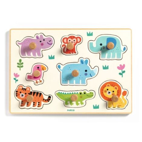 Puzzle din lemn cu animale salbatice, Djeco - poza 3