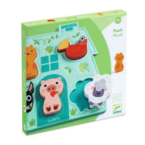 Puzzle din lemn cu bază din fetru, Djeco - poza 1