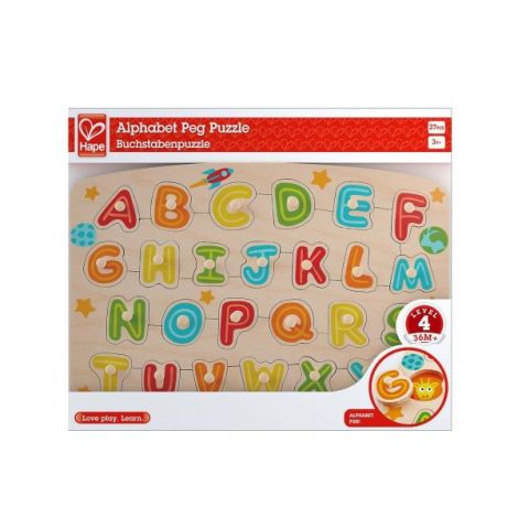Puzzle din lemn cu butoni - Alfabet - poza 2