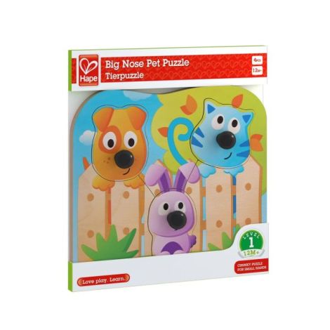 Puzzle din lemn cu butoni - Animale de companie cu nas mare - poza 2