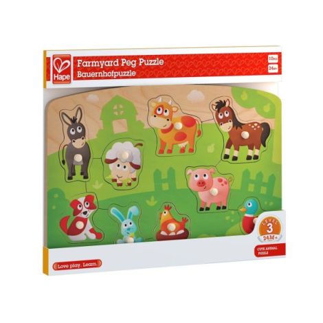 Puzzle din lemn cu butoni - Animale de la ferma - poza 2