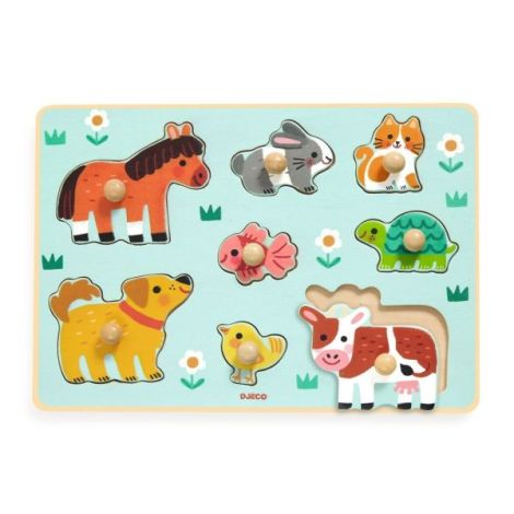 Puzzle din lemn cu butoni, Djeco - poza 2