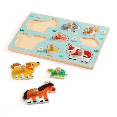 Puzzle din lemn cu butoni, Djeco - poza 3