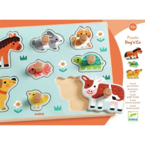 Puzzle din lemn cu butoni, Djeco - poza 4