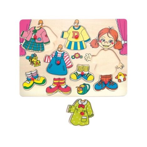 Puzzle din lemn cu butoni - Imbraca-o pe Carolina - poza 2