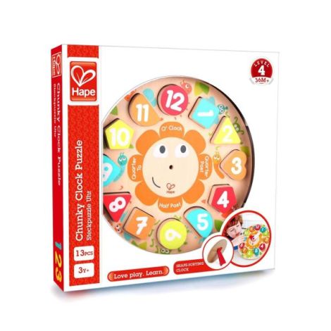 Puzzle din lemn cu ceas de jucarie pentru copii - poza 3