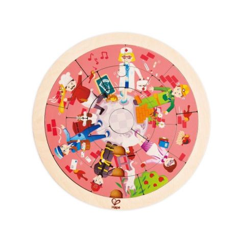 Puzzle din lemn cu doua fete: giratoriu si meserii (19 piese) - poza 2