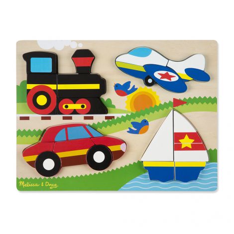 Puzzle din lemn cu piese mari Vehicule - Melissa & Doug - poza 1