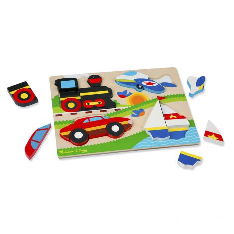 Puzzle din lemn cu piese mari Vehicule - Melissa & Doug - poza 2