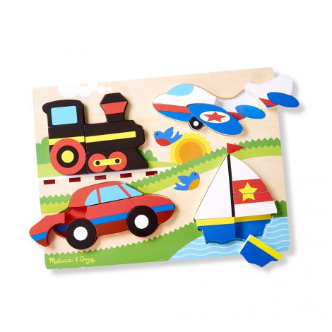 Puzzle din lemn cu piese mari Vehicule - Melissa & Doug - poza 4