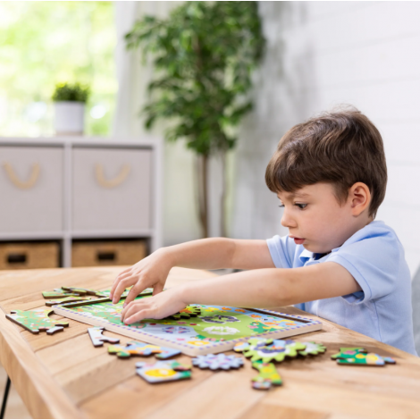 Puzzle din lemn cu rotite dintate pentru invatarea numararii prin joaca Animale vesele - poza 5
