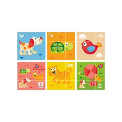 Puzzle din lemn cuburi - Animale 3 x 3 - poza 2