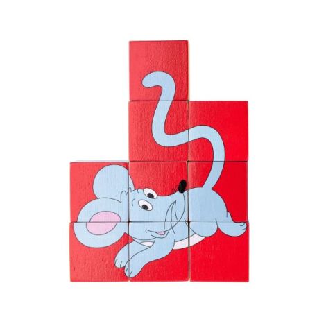 Puzzle din lemn cuburi - Animale colorate - poza 2