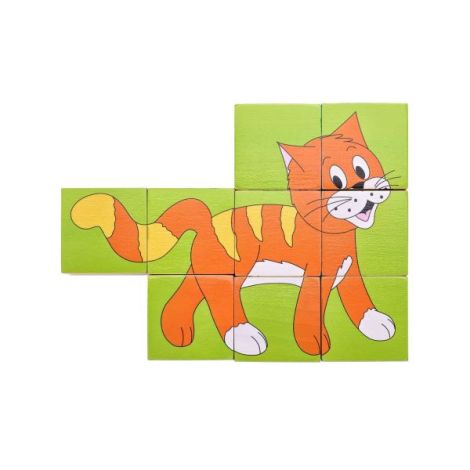 Puzzle din lemn cuburi - Animale colorate - poza 4
