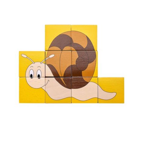 Puzzle din lemn cuburi - Animale colorate - poza 5