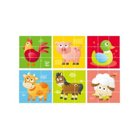 Puzzle din lemn cuburi - Animale de la ferma 3 x 3 - poza 2