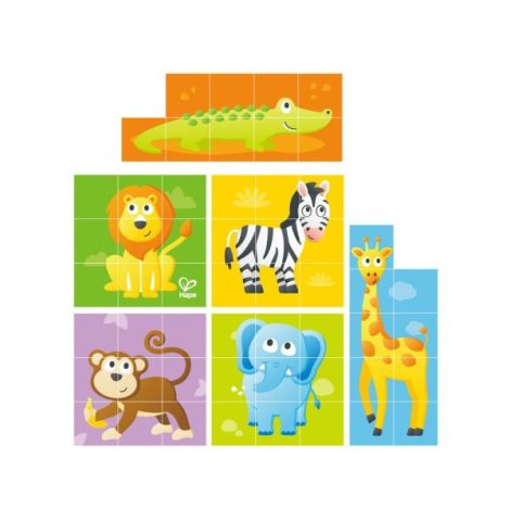 Puzzle din lemn cuburi - Animale din Jungla 3 x 3 - poza 3