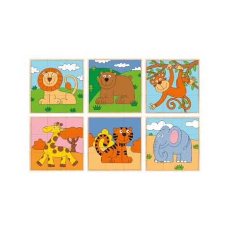 Puzzle din lemn cuburi - Animale exotice 3 x 3 - poza 2