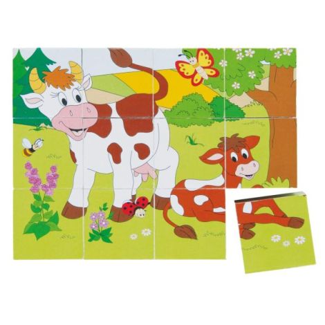 Puzzle din lemn cuburi - Ferma 3 x 4 - poza 1