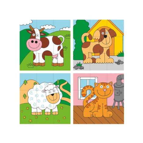 Puzzle din lemn cuburi - Imagini de stivuit 3 x 3 - poza 2