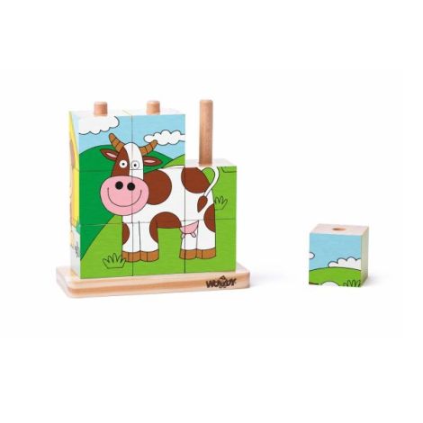 Puzzle din lemn cuburi - Imagini de stivuit 3 x 3 - poza 3
