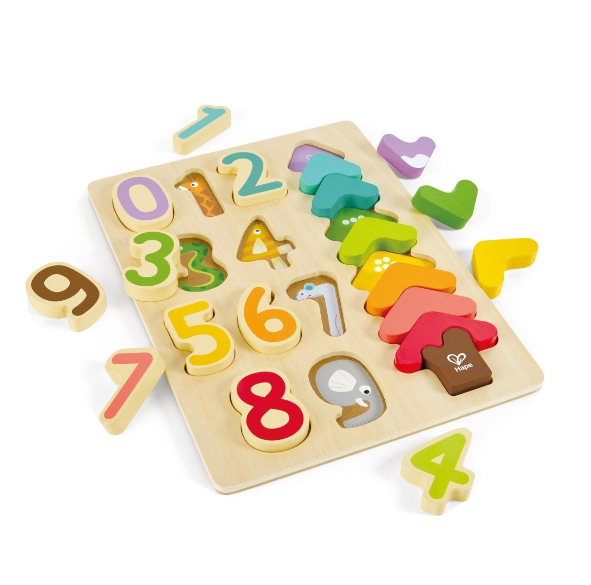 Puzzle din lemn culori si numere Hape - poza 1