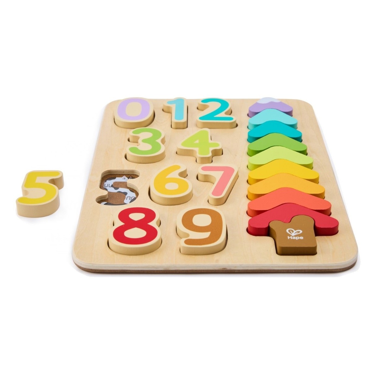 Puzzle din lemn culori si numere Hape - poza 3