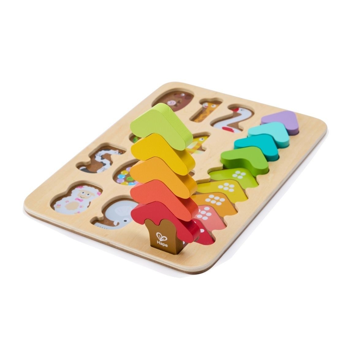 Puzzle din lemn culori si numere Hape - poza 4