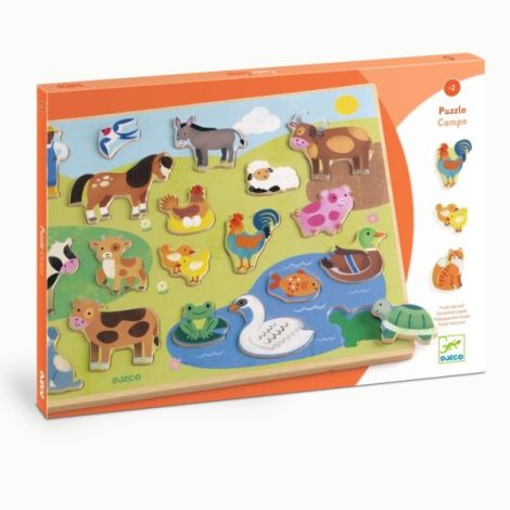 Puzzle din lemn Ferma, Djeco - poza 1