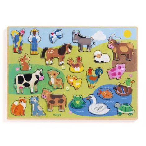Puzzle din lemn Ferma, Djeco - poza 2