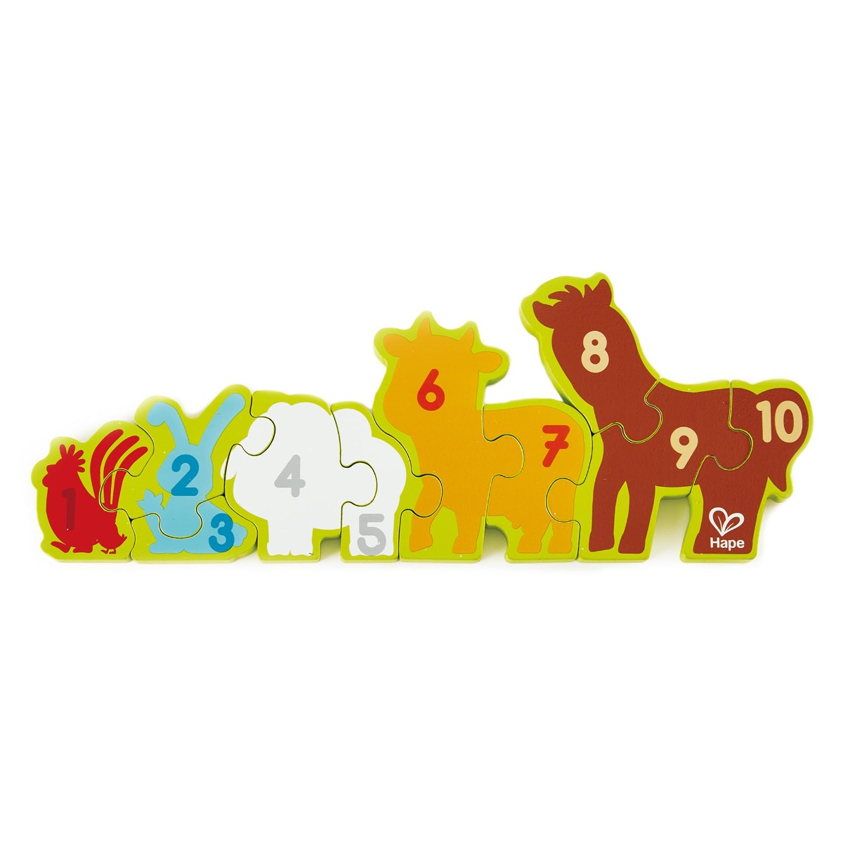 Puzzle din lemn Hape Numere si Animale de la Ferma - poza 3