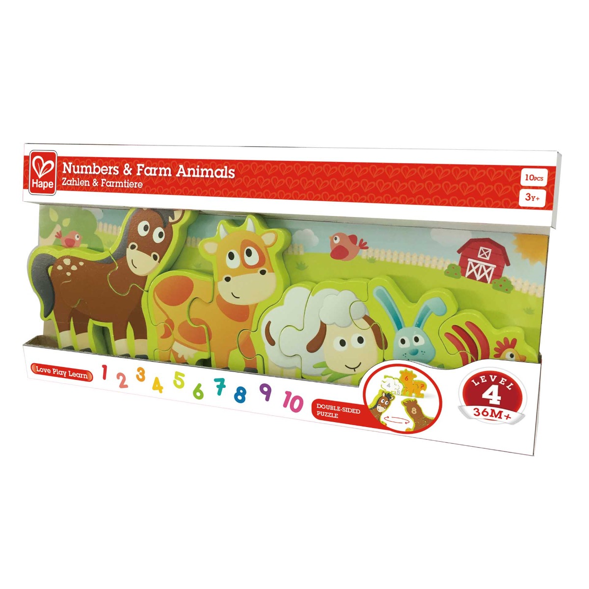 Puzzle din lemn Hape Numere si Animale de la Ferma - poza 4