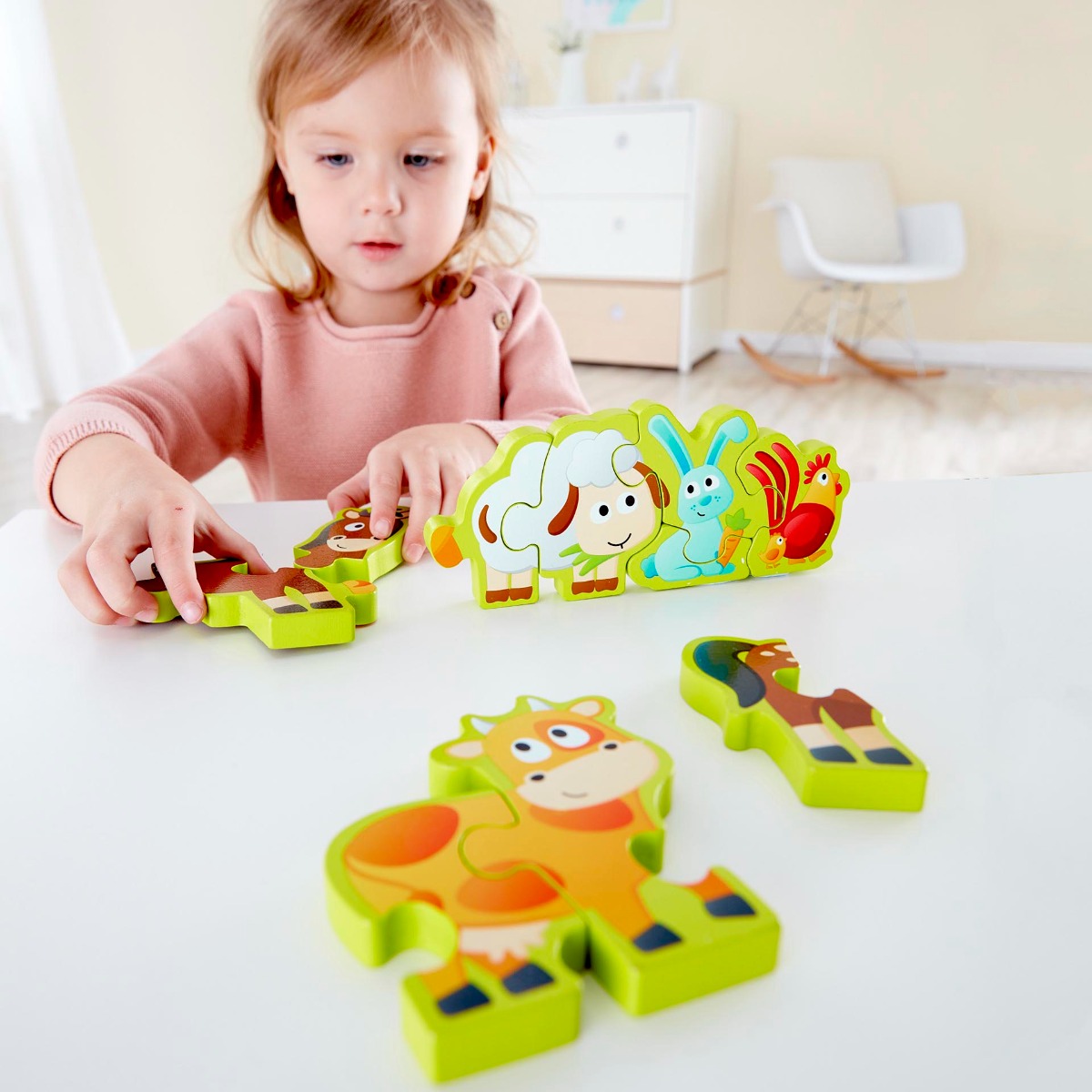 Puzzle din lemn Hape Numere si Animale de la Ferma - poza 5