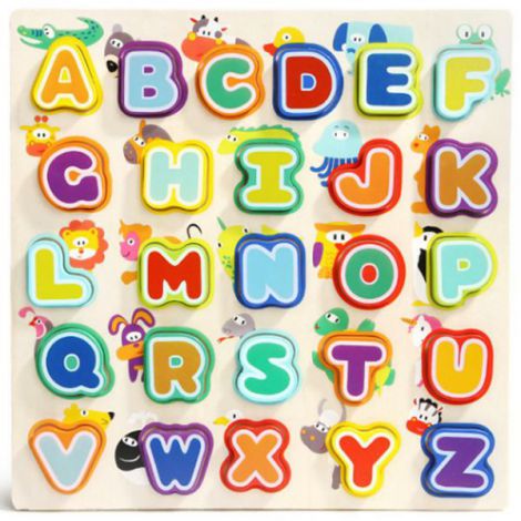 Puzzle din lemn - litere si animalute - poza 1