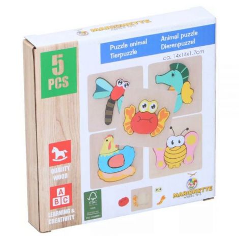 Puzzle din lemn Marionette Fluture 5 piese - poza 3
