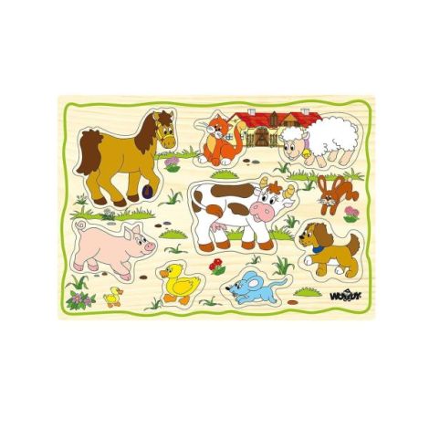 Puzzle din lemn pentru copii cu animale de la ferma - poza 3