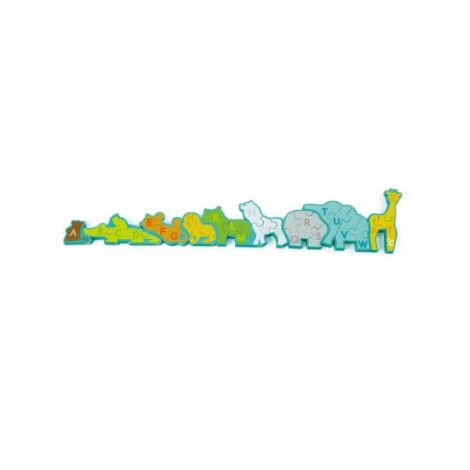 Puzzle din lemn pentru copii cu litere si animale salbatice - poza 4