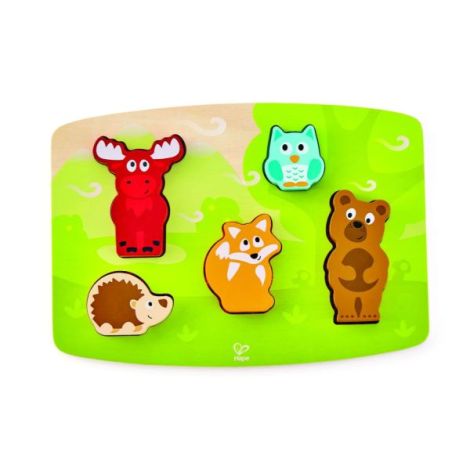 Puzzle din lemn tactil - Animale din padure - poza 1