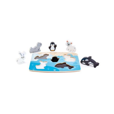 Puzzle din lemn tactil - Animale polare - poza 3