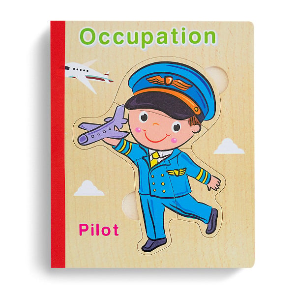 Puzzle din Lemn Tip Carte Ocupatii Montessori