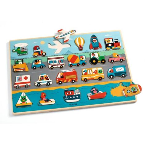 Puzzle din lemn Vroom-vroom, Djeco - poza 2