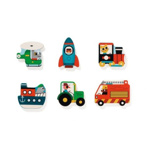 Puzzle din lemn Vroom-vroom, Djeco - poza 3