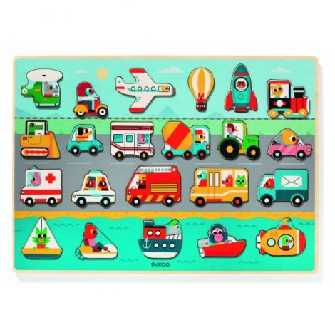 Puzzle din lemn Vroom-vroom, Djeco - poza 4