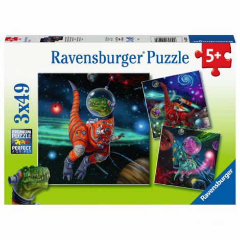 PUZZLE DINOZAURI IN SPATIU, 3x49 PIESE - poza 1