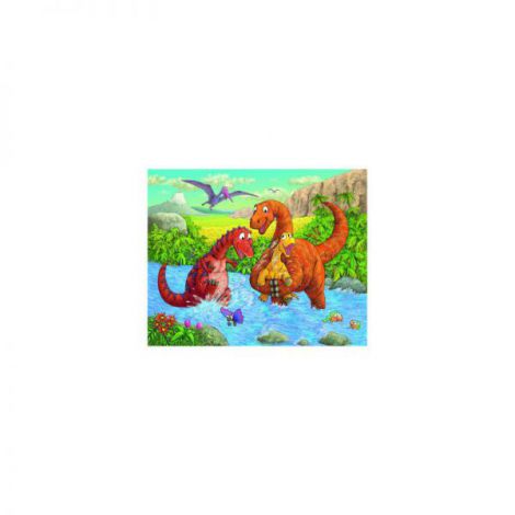 PUZZLE DINOZAURI LA RAU, 2x24 PIESE - poza 2