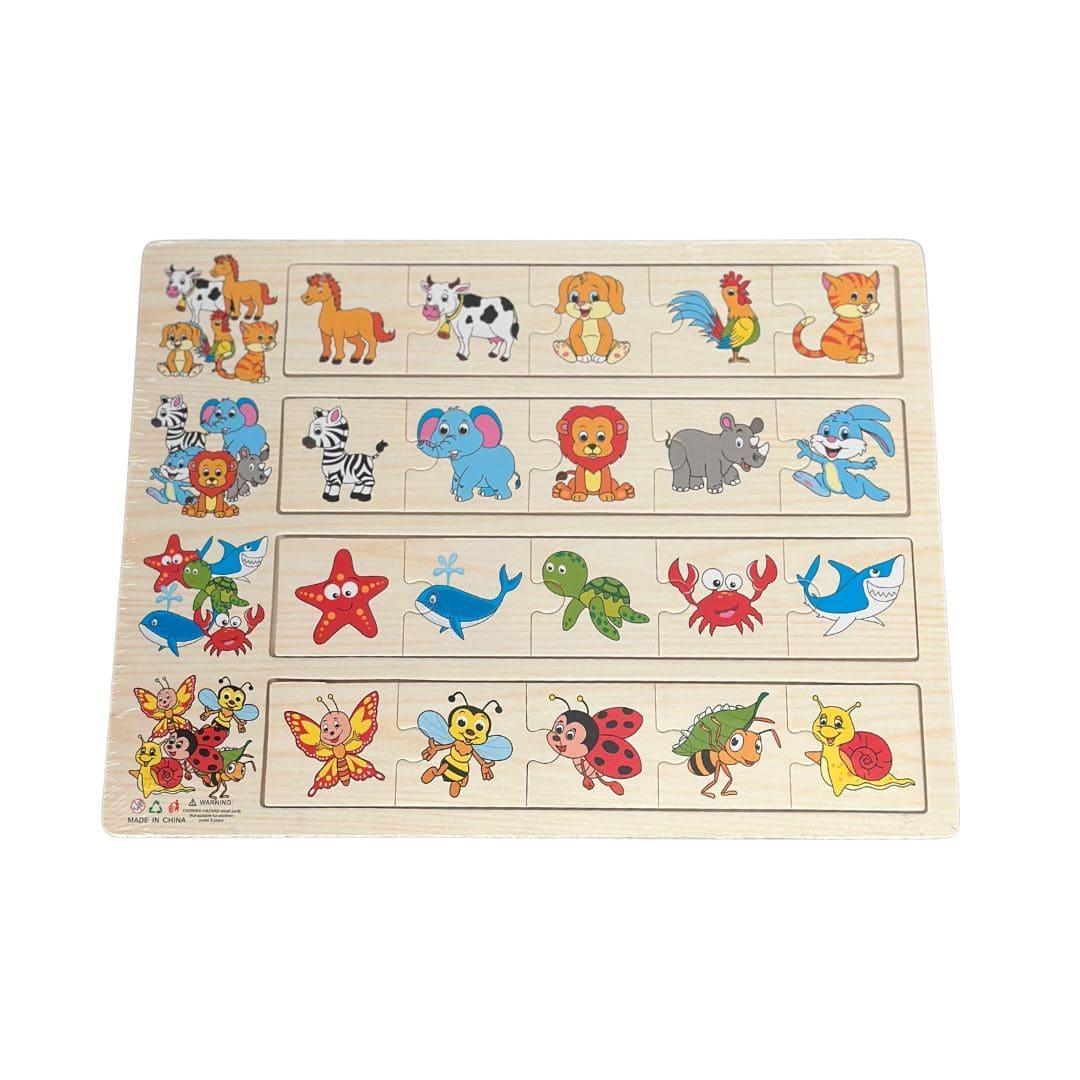 Puzzle educativ de asociere, 4 categorii - animale, insecte și viețuitoare marine - Default Title