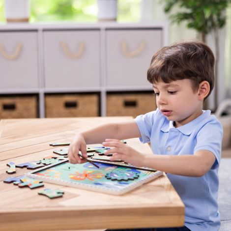 Puzzle educativ din lemn, cu rotite dintate, Oceanul, 8 piese, pentru copii 3 ani+, Melissa&Doug 31003 - poza 3