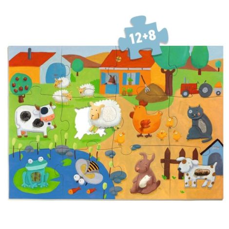 Puzzle gigant tactil Ferma, Djeco - poza 4